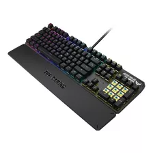 Teclado Gamer Asus Tuf Gaming K3 Qwerty Asus Blue Inglés Us Color Gunmetal Grey Con Luz Rgb