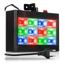 Strobo Rítmico 12 Leds Rgb Iluminação Festa Balada Dj Bivolt