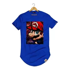 Camiseta Longline Blusa Longa S Mario Alongada