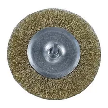 Escova De Aço Furadeira Rotativa Circular 100mm C/ Haste 6mm Cor Dourado
