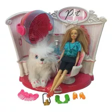 Salão Beleza Barbie Pet Salon C/ Boneca Mattel / Funcionando