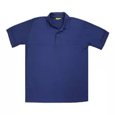 Remera Tipo Polo Azul Manga Corta De Hombre