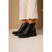 Bota Texana Mujer Diseño Tachas Comodas Bajas Draco