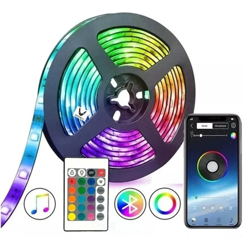 Tira Cinta Led Luces Multicolor Bluetooth App 5 Metros