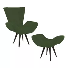 Kit 01 Poltrona Bella + Puff Larissa Suede Verde La+ Decor