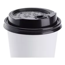 Vaso Papel Blanco 16 Oz Con Tapa Negra Pestaña 90mm Paq 100