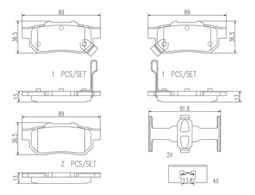 Balatas Traseras / Honda Civic Ex-r Sir 1999 - 2000 Cermica Foto 2