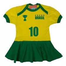 Body Vestido Seleção Brasileira/brasil Para Menina