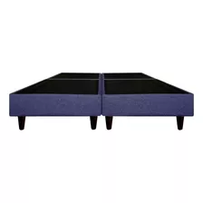 Base Cama Box Tapiz Praga Lino Azul Queen Size