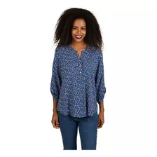 Blusa Ferrioni Para Dama Manga 3/4 En Color Azul