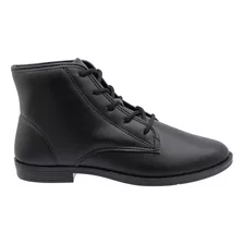 Bota Casual Moleca Cano Baixo Salto Grosso Cadarço Feminina