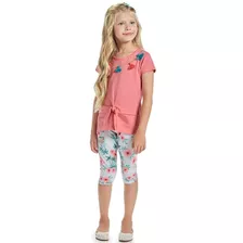 Conjunto Infantil Menina Bata Barbicachos E Bermuda Ciclista