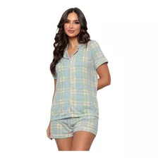 Pijama Americano Feminino Xadrez Coleção Candy Luna Cuore