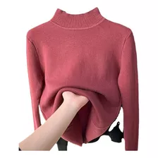 Blusa Básica Tricot De Lã Fria Com Gola Alta Para