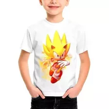 Camiseta Infantil Super Sonic The Hedgehog Amarelo Game #61