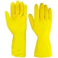 Luva Para Mão Flocada Amarela M Mucambo - Kit C/10 Pares