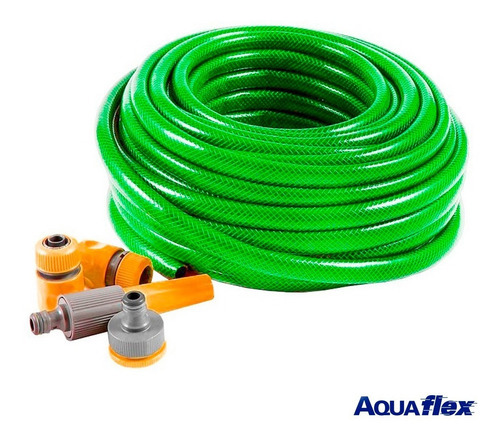 Kit Riego Completo 7 Piezas Manguera 20mts Man1220 Aquaflex Color Verde