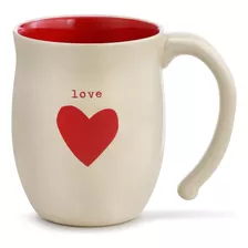 Demdaco Love Red Heart Cream Taza De Navidad De Gres De 16 O