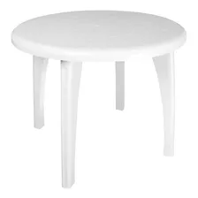 Mesa De Plástico Redonda Desmontável Branca Antares Cor Branco