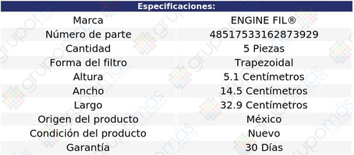 5 Filtros De Aire Engine Fil Acura Tl V6 3.2l 2007 A 2008 Foto 2