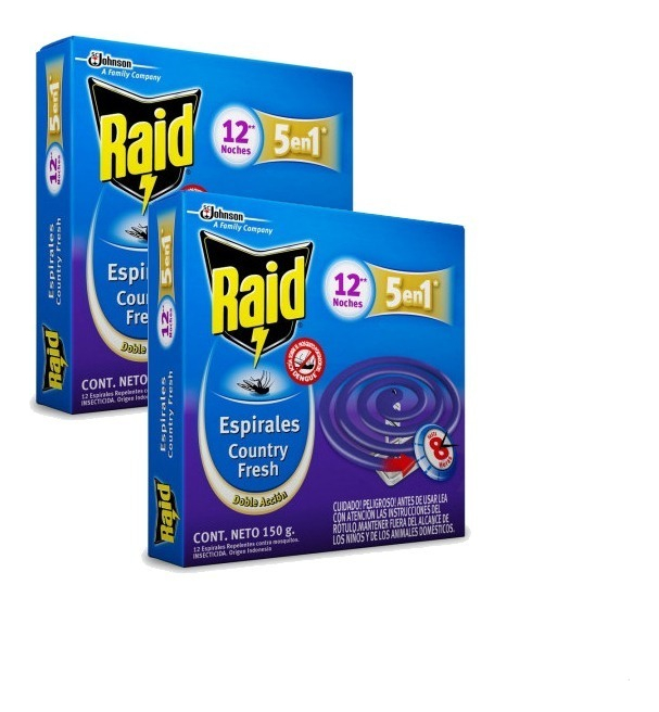 Pack X2u Espirales Raid Mosquitos Country Fresh X 12u