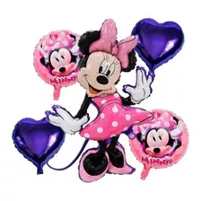 Kits 5pzs Globos Metalicos Minnie Mouse Varios Modelos Fiest