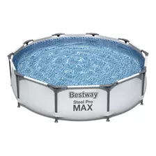 Piscina Estructural Redondo Bestway 56408 Con Capacidad De 4678 Litros De 305m De Largo X 305m De Ancho De 305cm De Diámetro Gris Claro Diseño Piedra Prismática