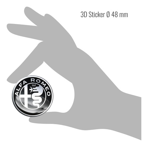 Adhesivo 3d Alfa Romeo Logo, Blanco Y Negro, 1.890 In Foto 5