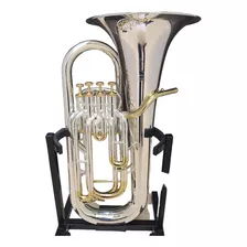 Euphonium Hs Musical Hf890 Sib 4 Pistos - Prata C/ Laqueado