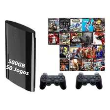 Sony Playstation 3 Slim + 2 Controles + 50 J0g0s + Leitor De Cd + Gta V + Minecraft + Lego + Spider Man + Garantia