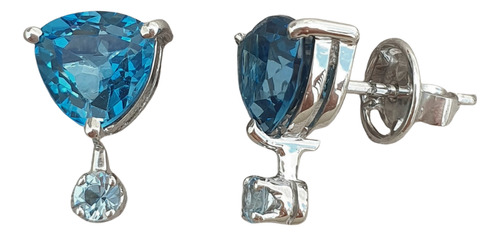 Brinco De Ouro 18k 750 E Topázios Blue Sky E London - Branco