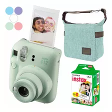 Kit Camera Revela Foto Instax Mini 12 Verde + Filme + Bolsa