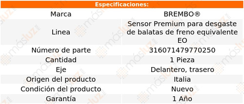 1.sensor Para Balatas Delantera O Trasera E250 14/16 Brembo Foto 2