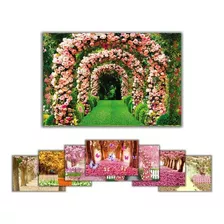 Kit Painel Redondo Flores Ipê 1.5m + Capas Cilindros