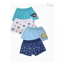  Cueca Boxer Infantil 100% Algodão Luna - Kit C/ 4