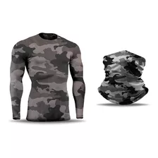 Kit Bandana Balaclava E Camisa Camuflada Proteção Uv 50+