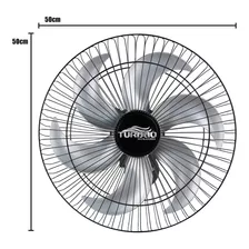 Ventilador Parede 50cm Turbão 6 Pás Oscilante C/ Controle Estrutura Preto Pás Prata 110v 220v (bivolt)