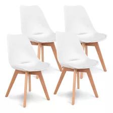 Pack 4 Sillas Eames Acolchadas Blancas