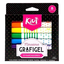 8 Marcadores Grafigel Kiut Colores Surtidos Dibujo Escritura