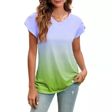 Camiseta De Manga Curta Com Decote Em V Tie Dye