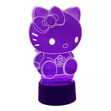 Lampara Velador Led Hello En Acrilico Kitty 