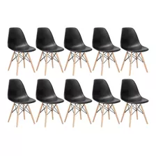 10 Cadeiras Eames Jantar Cozinha Wood Dsw Eiffel Cores Cor Da Estrutura Da Cadeira Preto