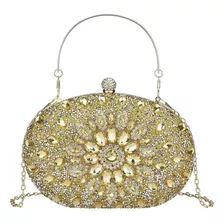 Bolsa De Festa Clutch Casamento Strass Metal Alça Corrente