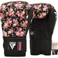 Guantes De Boxeo Rdx 12 Oz Negro Con Flores