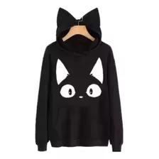 Moletom Casaco Blusa Canguru Gato Capuz Com Orelhas Feminino