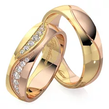 Alianzas Casamiento 8gr Oro 18k Bicolor Grabados Garantía 