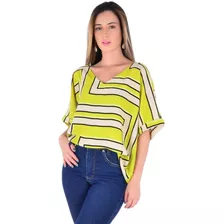 Blusa Feminina Gola V Estampada Manga 3/4 Super Tendencia