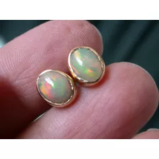 Luli Caravanas Oro 18k Opalos De Fuego Legitimos 9x7mm