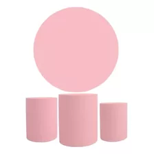 Trio Capas Cilindros + Capa Painel Rosa Bebê 1,50m