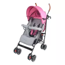 Coche De Paseo Tipo Paragüitas Bebesit Clap Plegable Color Rosa Chasis Negro